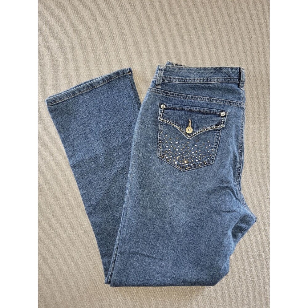 Style & Co Size 14 Curvy Tummy Control Modern Boot Embellished Pocket Blue Jean